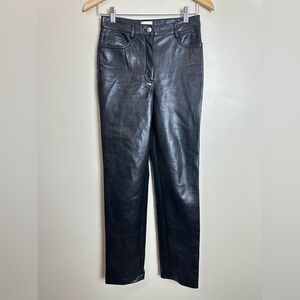 Wilfred Size 2 Black Straight Leg Leather Jeans
